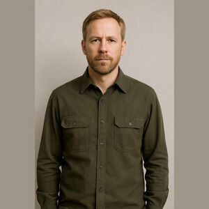 Vintage Untied Brown Button Up Long Sleeve Shirt XL